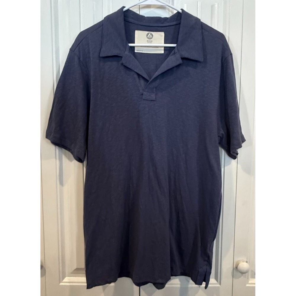American Giant Polo Shirt Men's M Medium Navy Blue Cotton Short Sleeve Collared